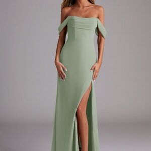 Azazie Strapless Dusty Sage Green Dress